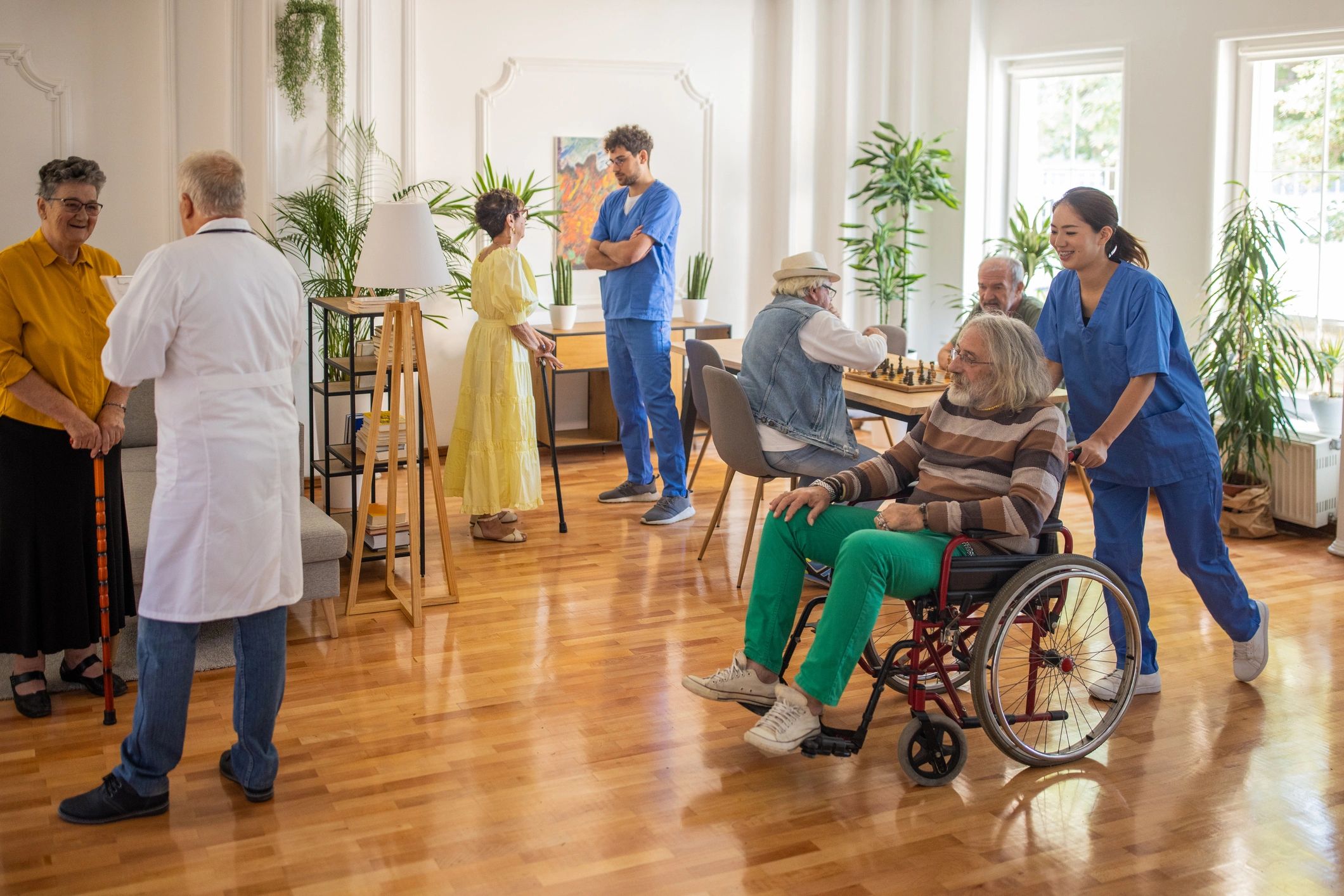 Care team coordinating in a long-term care facility