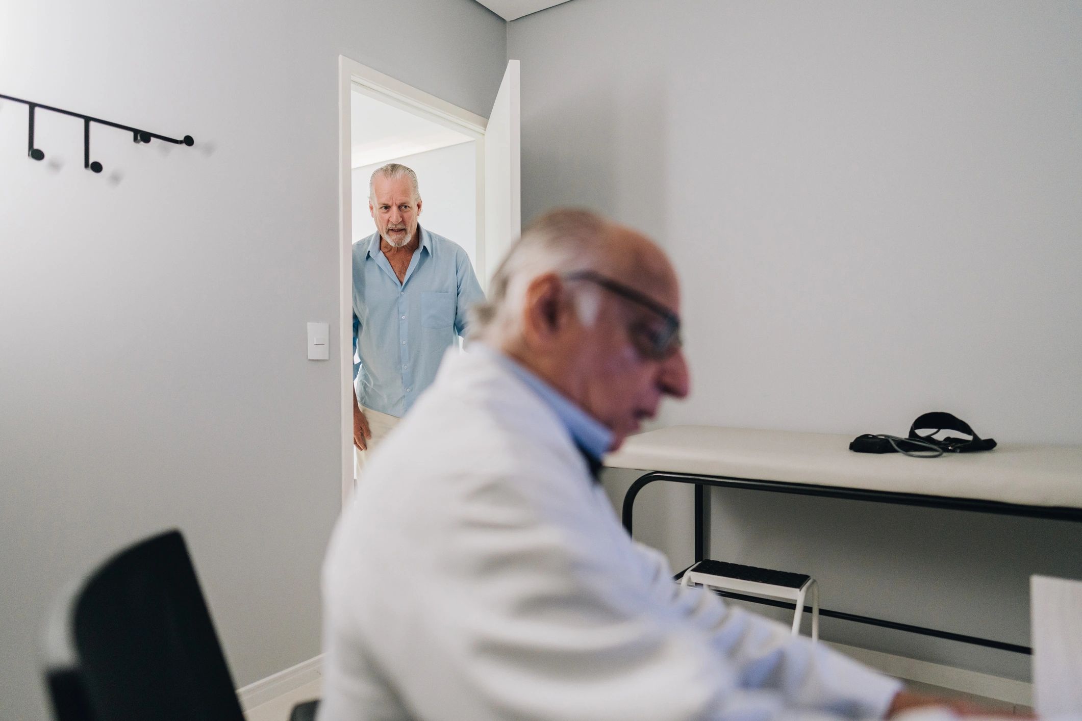 Senior man arriving for a medical appointment