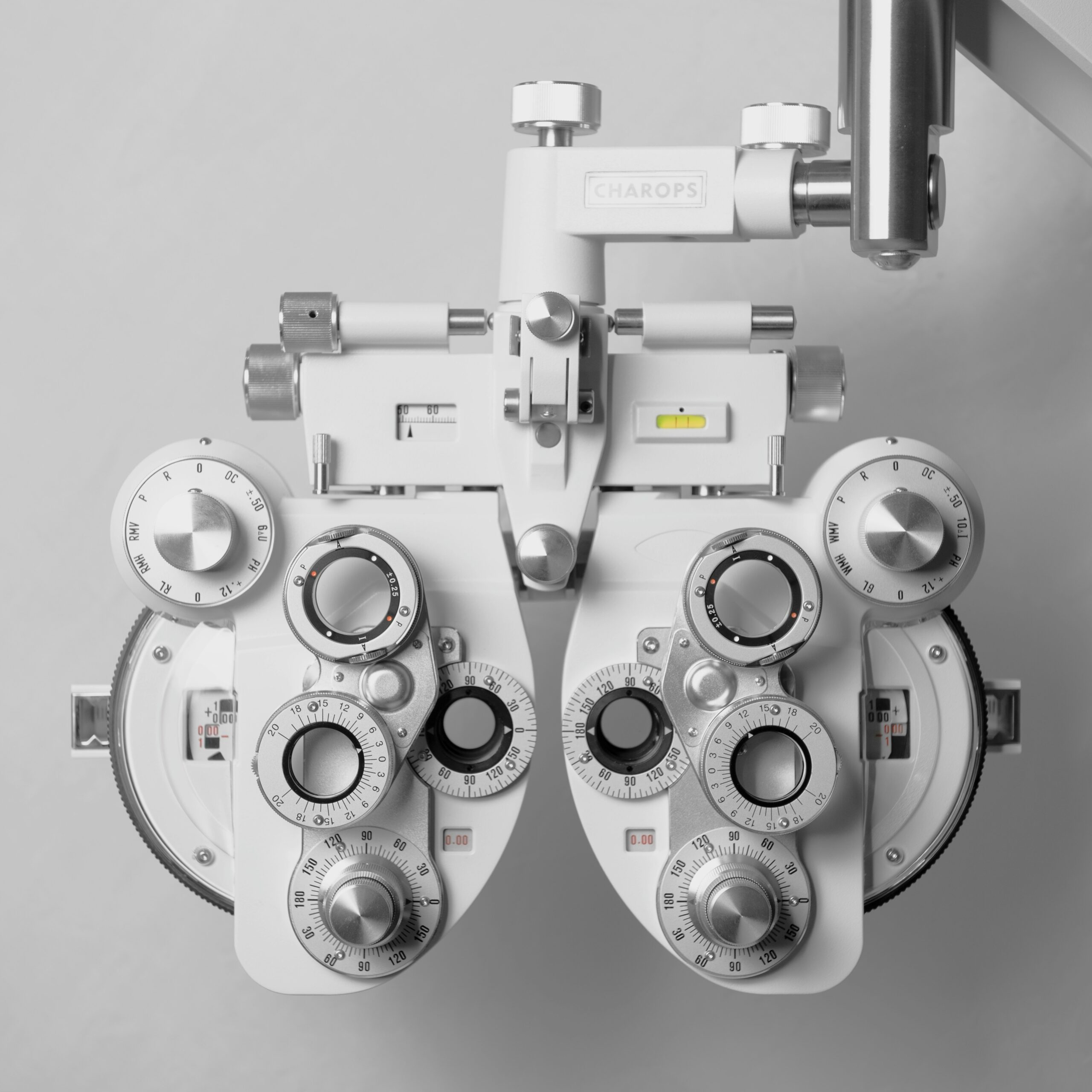 Phoropter optometry equipment used for vision testing and eye examinations