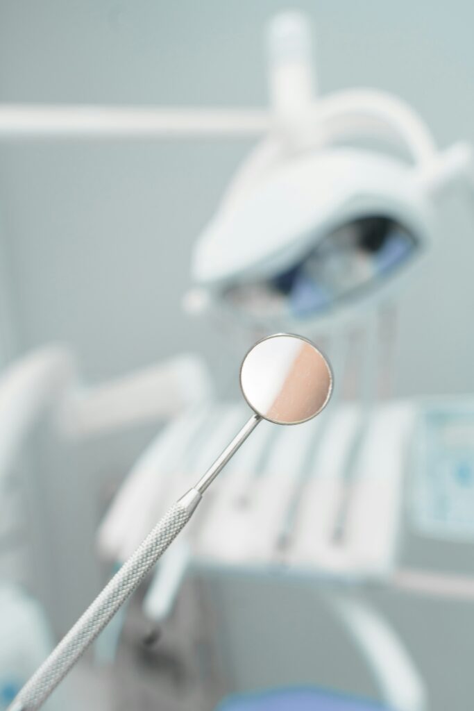 Dental mirror and examination tool in a clean clinical setting